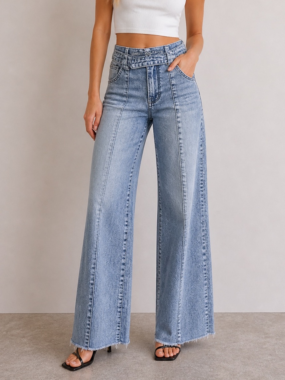 American Eagle AE High Rise Baggy Wide Leg Front Seam Rigid Jeans Size 2 Regular